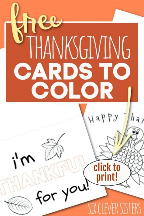 Free printable thanksgiving cards for kids to color – Artofit