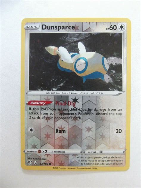 Pk R Dunsparce Darkness Ablaze Common Reverse Nm