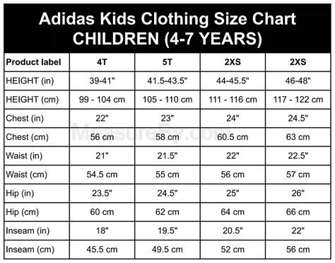 Adidas Clothing Size Charts Men Women Kids