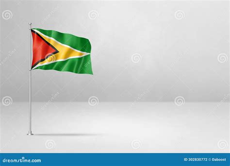 Guyanese Flag Isolated On White Concrete Wall Background Stock