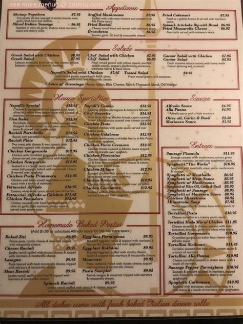 Online Menu Of Napolis Italian Restaurant Restaurant Tahlequah