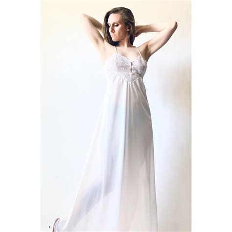 Vintage Lingerie S White Lace Gown Etsy