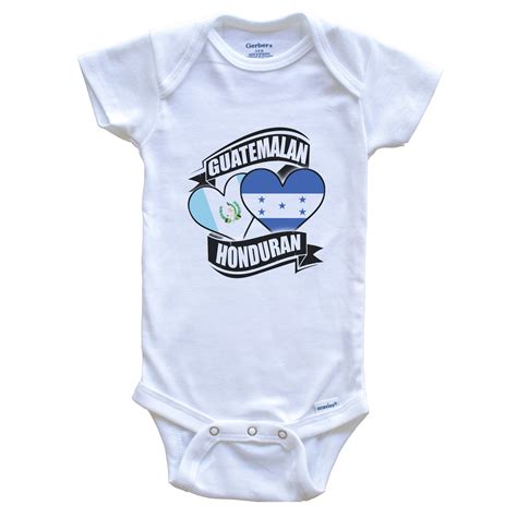 Guatemalan Honduran Hearts Guatemala Honduras Flags Baby Bodysuit 3 6