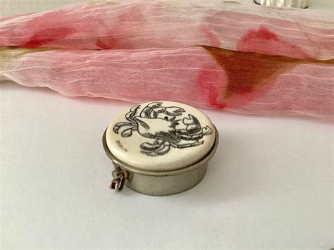 Pill Box Tiny Vintage Silver Pillbox Alpaca Mexico Cancer Crab Etsy