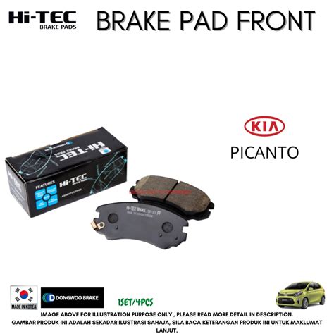 Kia Picanto Ja Year 2017 Front Brake Pads Hi Tec Brakes Made In