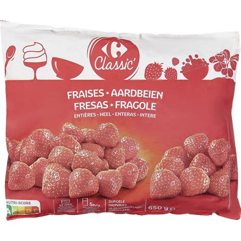 Fraises entières CARREFOUR CLASSIC le sachet de 650g à Prix