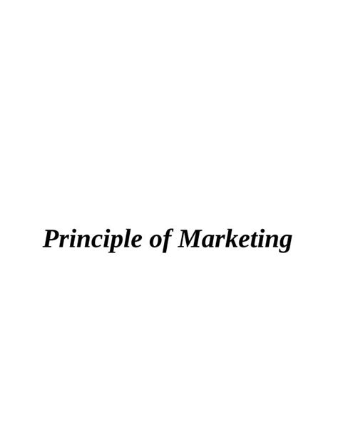 Principle Of Marketing Assignment