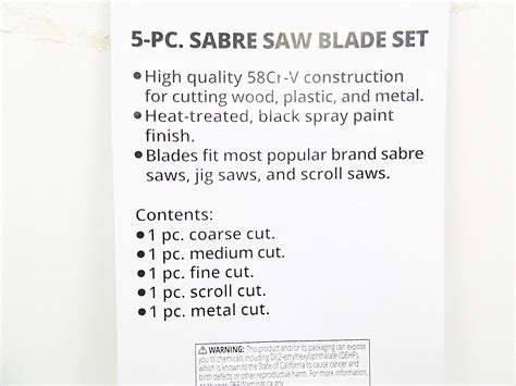 Jigsaw Blades Sabre Scroll Saw 5 Pc Set For Wood Plastic Metal Blade Sets Jig Ebay