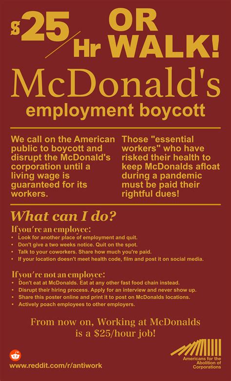 Poster for McDonald's boycott. : r/antiwork