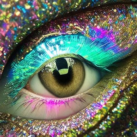 Insanely Detailed Gorgeous Sparkling Shiny Holographic Human Eye On A