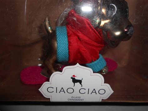 Ciao Ciao Snowboarding Dog Blown Glass Large Christmas Ornament Total