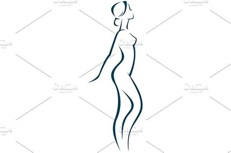 Linear Silhouette Of A Nude Woman Healthcare Illustrations ~ Creative