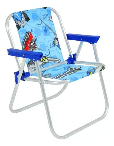 Cadeira Infantil Azul Hot Wheels Aluminio Praia Piscina Bel Parcelamento Sem Juros