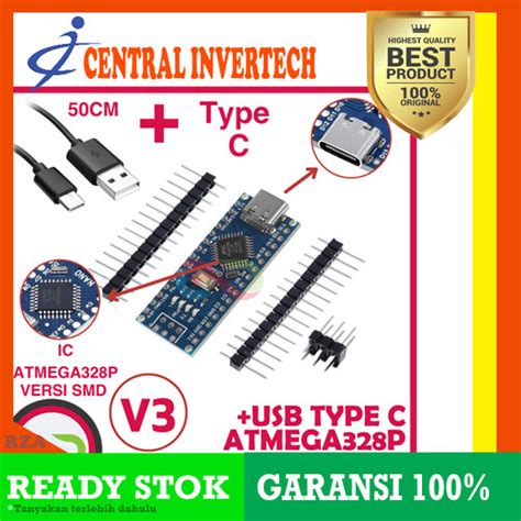 Jual Arduino Nano V Atmega P Type C Plus Kabel Ch Hq Ic