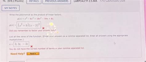 Solved Write the polynomial as the product of linear | Chegg.com