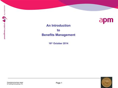 Apm Presents Benefits Management Ppt