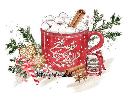 Red Christmas Hot Cocoa Mug PNG Christmas Sublimation Etsy