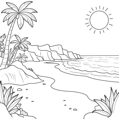 Mar Desenho De Praia Para Colorir - 10 Desenhos de Praia para colorir