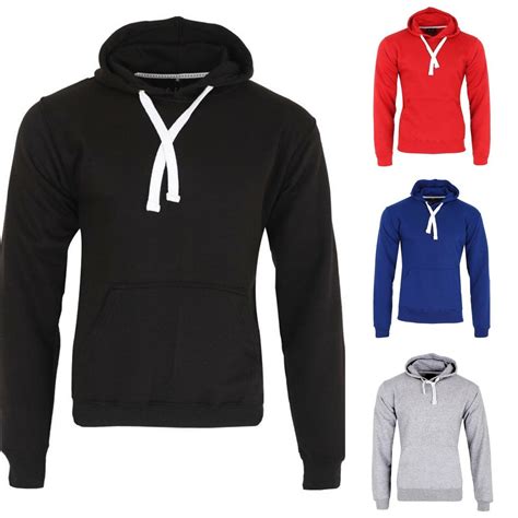 Mens Pullover Hoodie Plain Fleece Gym Casual Tops Sweatshirt Hooded Ebay In 2022 Plain