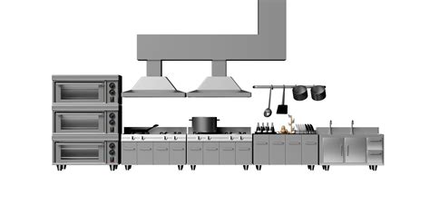 3d Restaurant Kitchen Modern Industrial Kitchen With Equipment Concept
