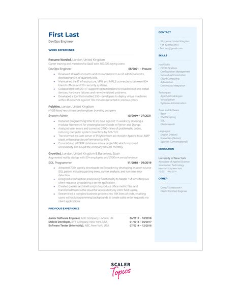 Devops Engineer Resume Examples For Building An Impressive