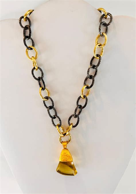 The 5050 Blackened Silver And Gold 16 Chain Necklace By Tagili For