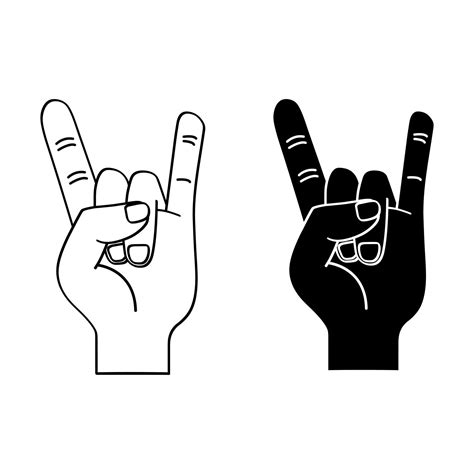 Rock Hand Icon Vector Set Rock And Roll Illustration Sign Collection