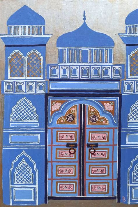 The Entrance To The Blue Palace Rajasthan India Painting By Berit