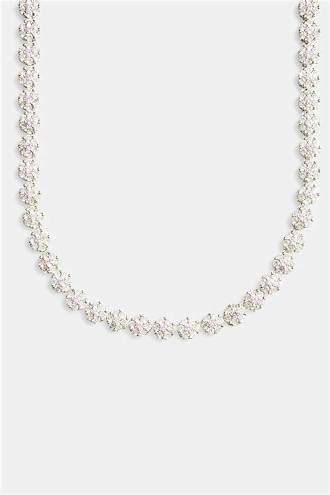 9mm Iced Cz Clear Flower Tennis Necklace Cernucci