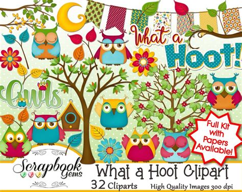 What A Hoot Owls Clipart Png Clipart Files Instant Etsy