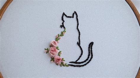 Flower Cat Hand Embroidery For Beginners Youtube