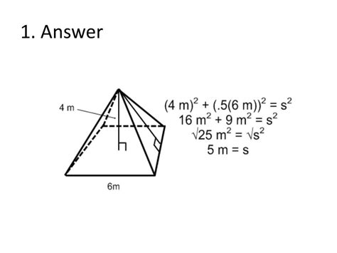 Ppt 1 Find The Slant Height Of The Regular Pyramid Powerpoint