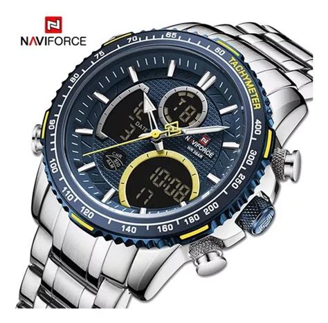 Reloj Naviforce Nf Plateado De Acero Militar De Lujo Para Hombre