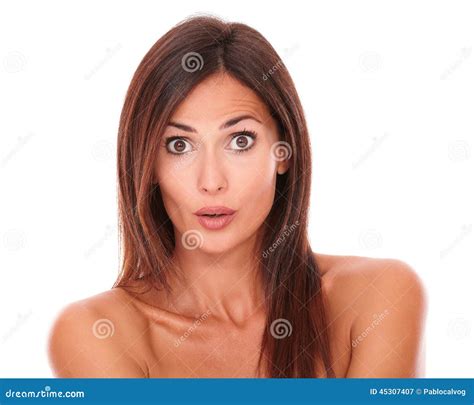 Surprised Young Woman Looking at Camera Stock Image - Image of care