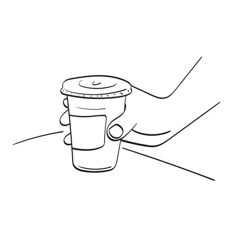 Premium Vector Closeup Hand Holding Iced Coffee On Table Illustration Vector Hand Drawn