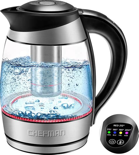 Chefman Electric Kettle Wtemperature Control Removable Tea Infuser 5 Presets Led