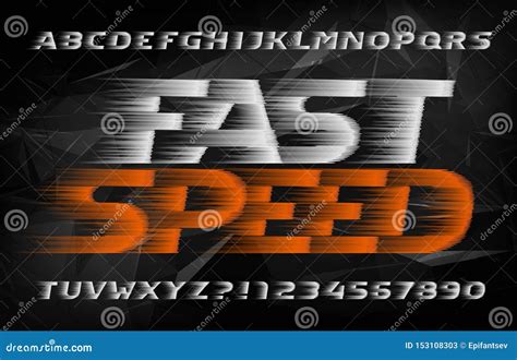 Fast Speed Alphabet Font Wind Effect Type Letters And Numbers On Dark