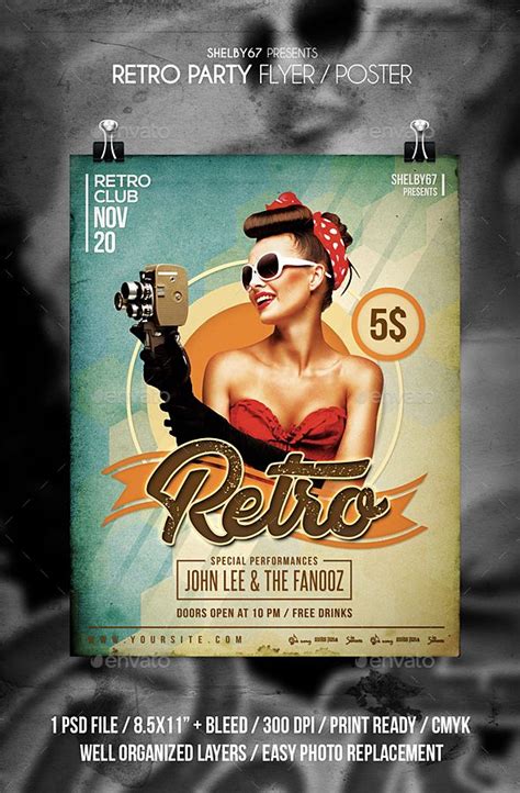 Retro Party Flyer Retro Party Party Flyer Poster Template Design