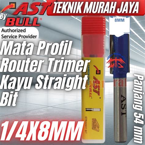 Jual AST 1 4 X 8MM Mata Profil Router Trimer Kayu Straight Bit Lurus 8