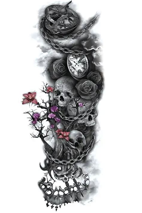 Skull And Rose Tattoo Sleeve