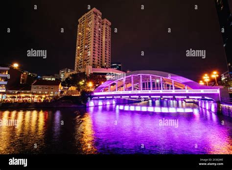 Singapore CBD Skyline at Night Stock Photo - Alamy