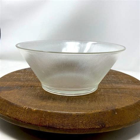 Vintage Mid Century Ribbed Glass Bowl Display Bowl Fruit Etsy