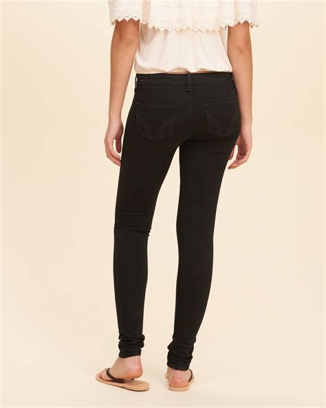 Hollister Low-rise Super Skinny Jeans in Black | Lyst