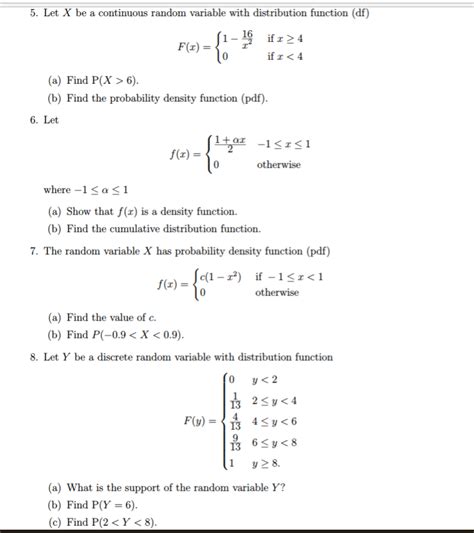 Solved Calculating Probabilites And Finding Cdfpdf Given