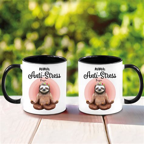 Tasse Bedruckt Faultier Mamas Anti Stress Tasse Geschenk Mama