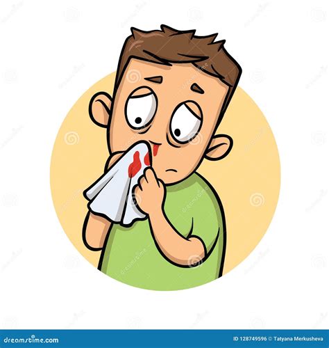 Boy with Bleeding Nose. Cartoon Design Icon. Flat Vector Illustration ...