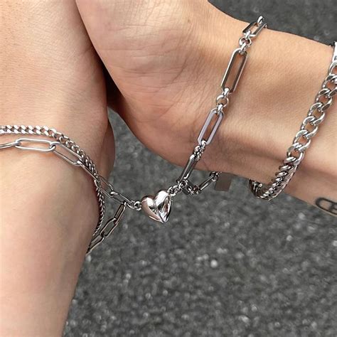 Cheap Fashion Halves Heart Magnetic Couple Bracelets For Women Pendant