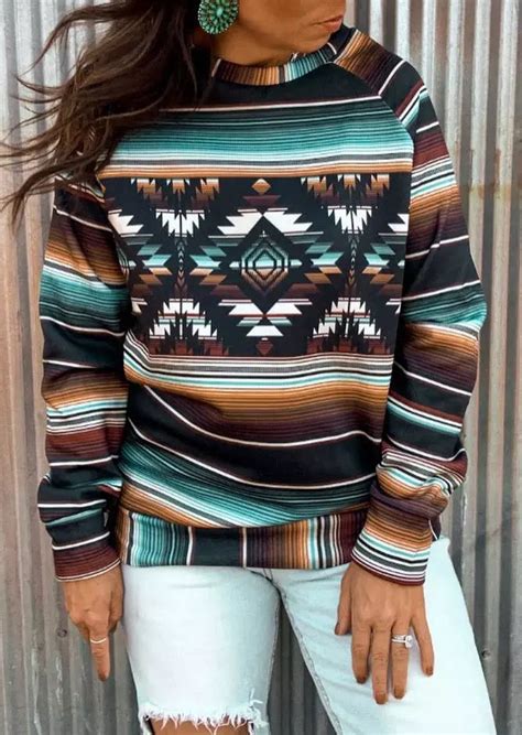 Us 19 89 Womens Aztec Enthic Geometric Pattern Western Vintage Crew