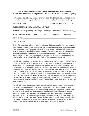 Fillable Online Informed Consent For Laser Assisted Subepithelial Fax