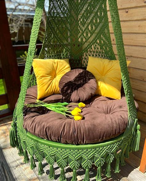 Macrame Swing Chair Macrame Hanging Chair Macrame Round Etsy